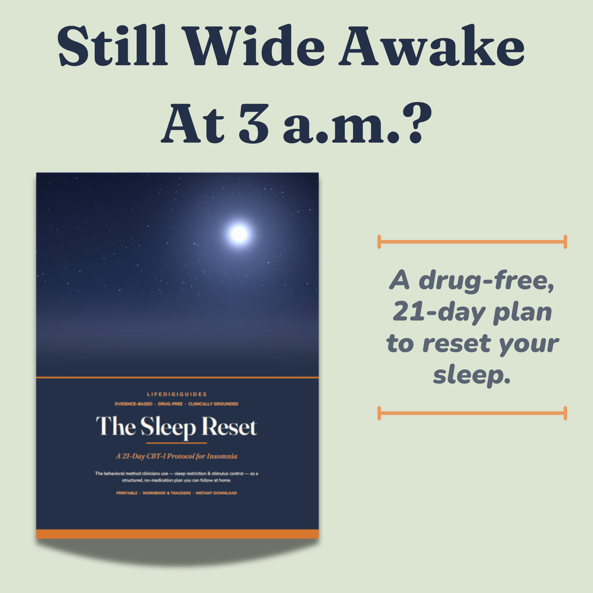 The Sleep Reset CBT-I insomnia workbook cover with a calm night sky
