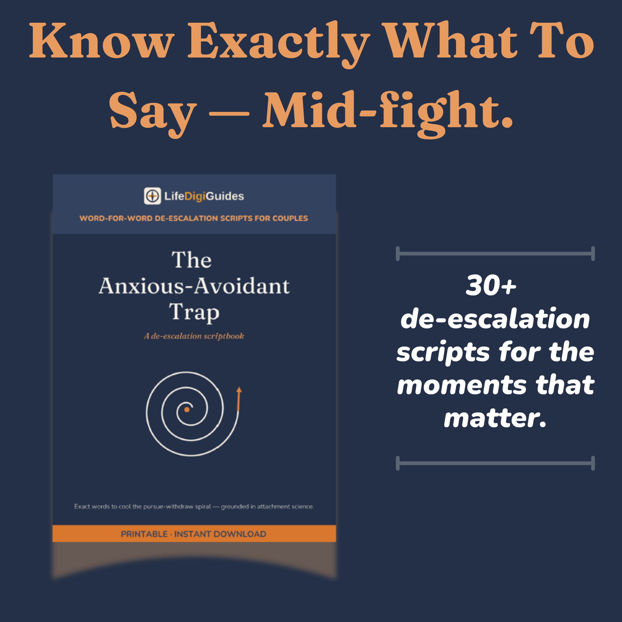 The Anxious-Avoidant Trap de-escalation scriptbook for couples cover