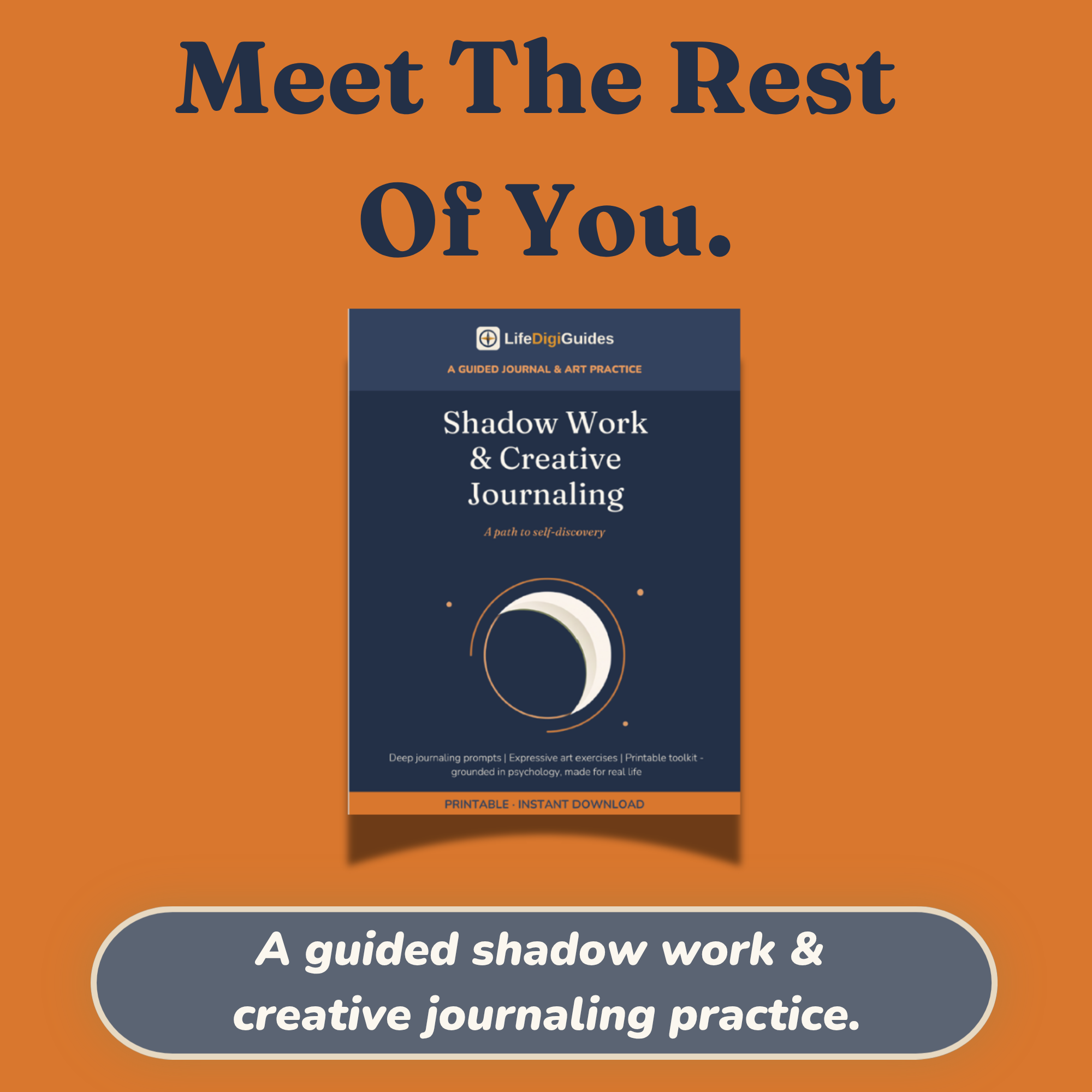 Shadow Work and Creative Journaling printable guide cover with eclipse moon design