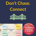 Navy and gold cover of Don’t Chase, Connect, an avoidant attachment script guide PDF by LifeDigiGuides