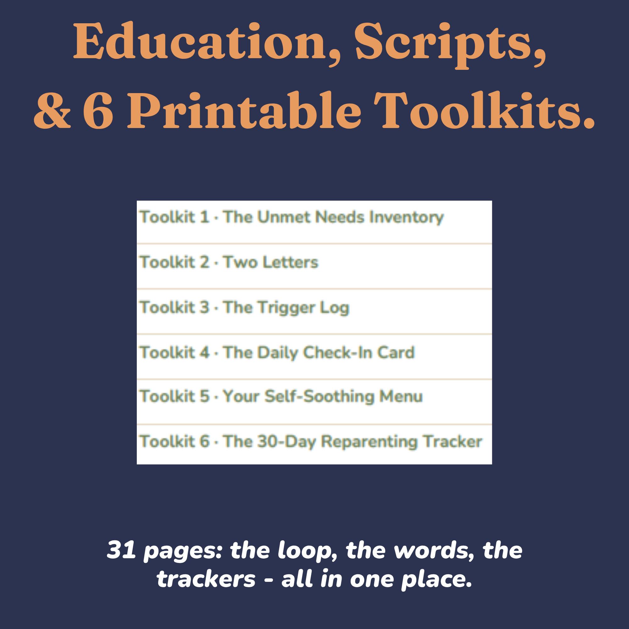 Overview of what is included in the inner child reparenting workbook
