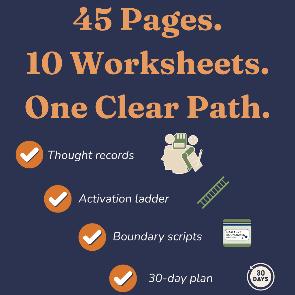 Overview of the ten printable worksheets included in the burnout toolkit