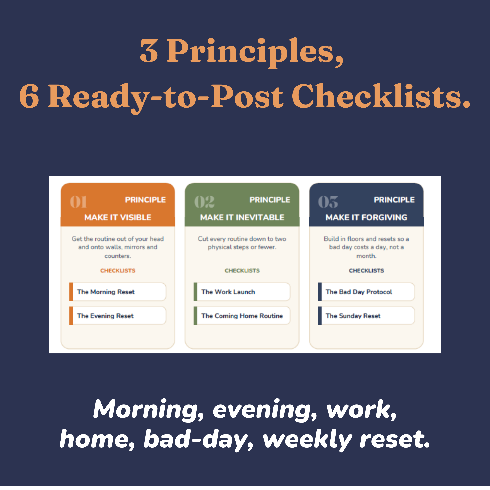 Overview of the three principles and six routines inside the guide