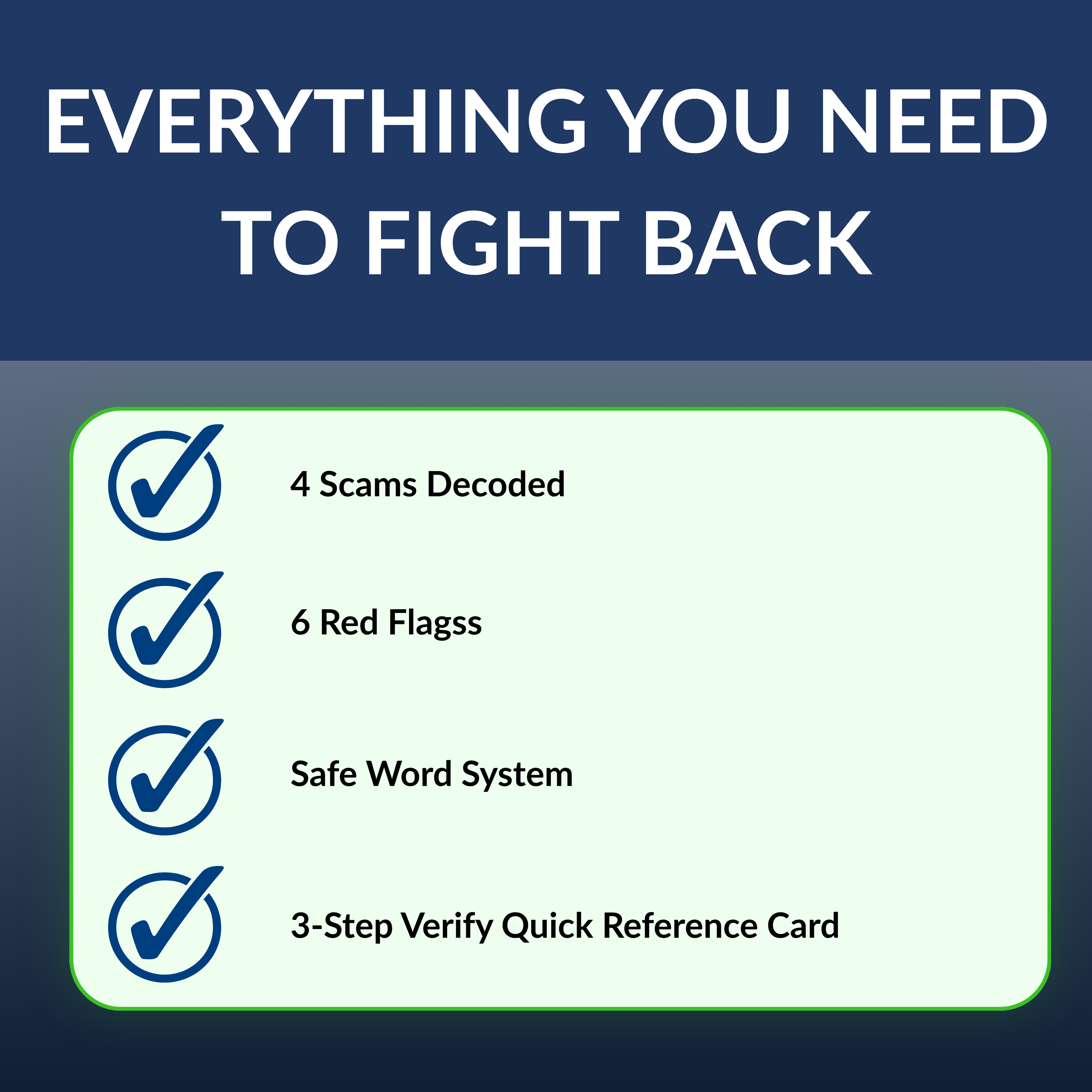 List of security features on a blue and green background