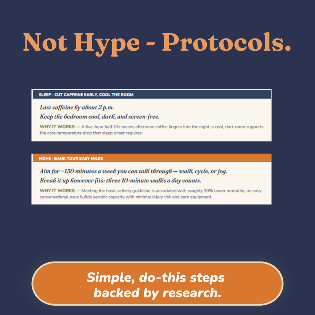 Sample page showing evidence-based sleep and movement protocols