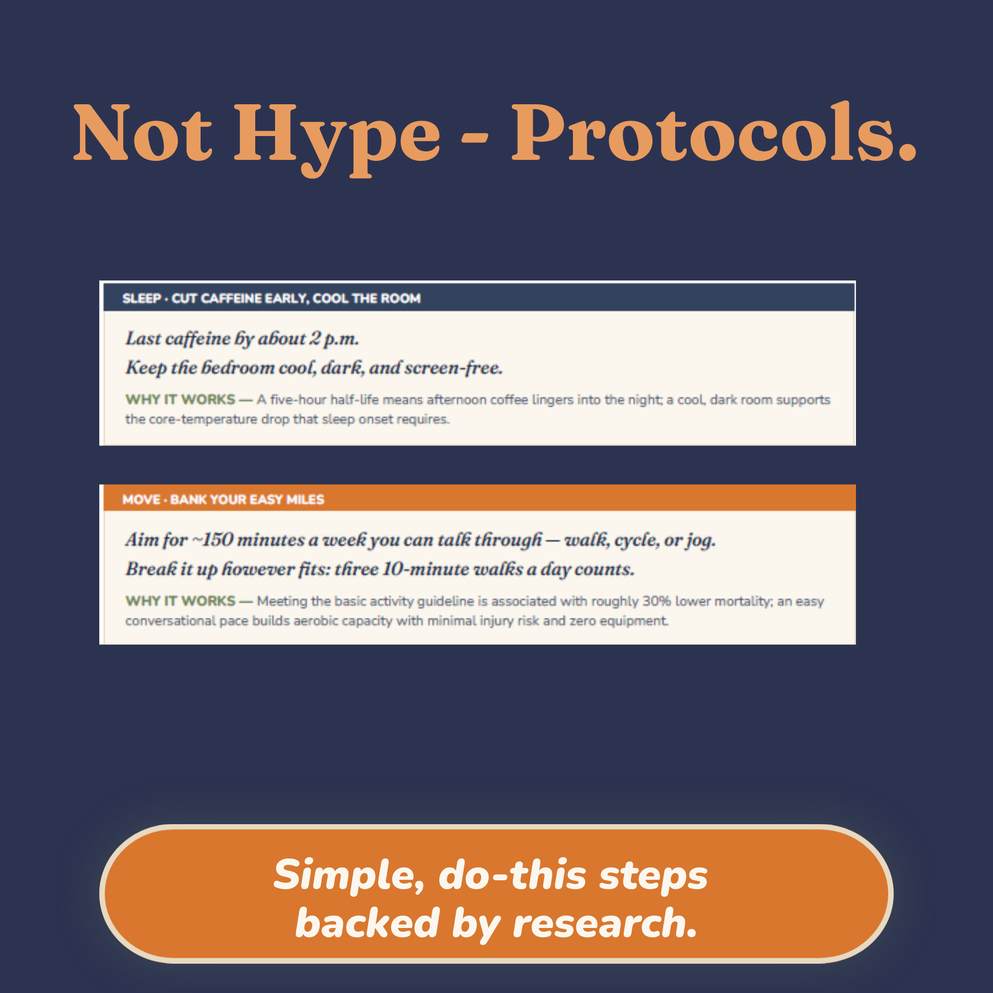 Sample page showing evidence-based sleep and movement protocols