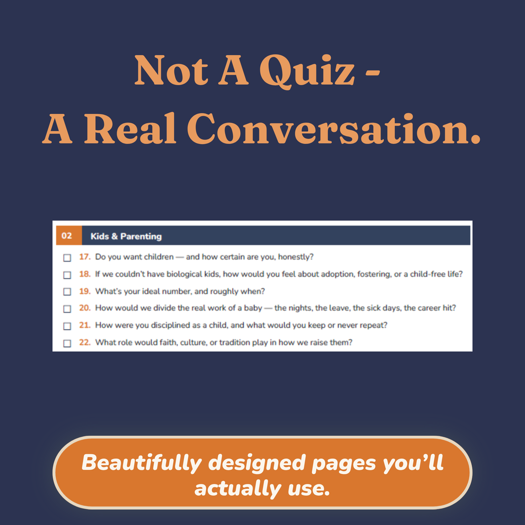Sample page of questions to ask each other before you get married