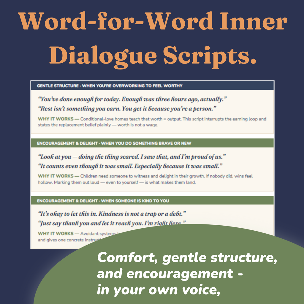 Sample page showing word-for-word reparenting scripts for your inner dialogue