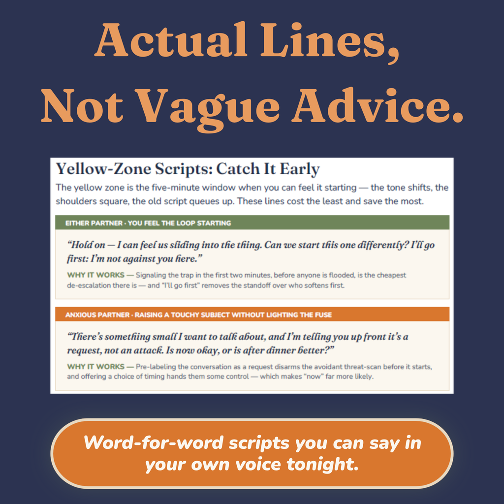 Sample page of word-for-word scripts to cool down a fight