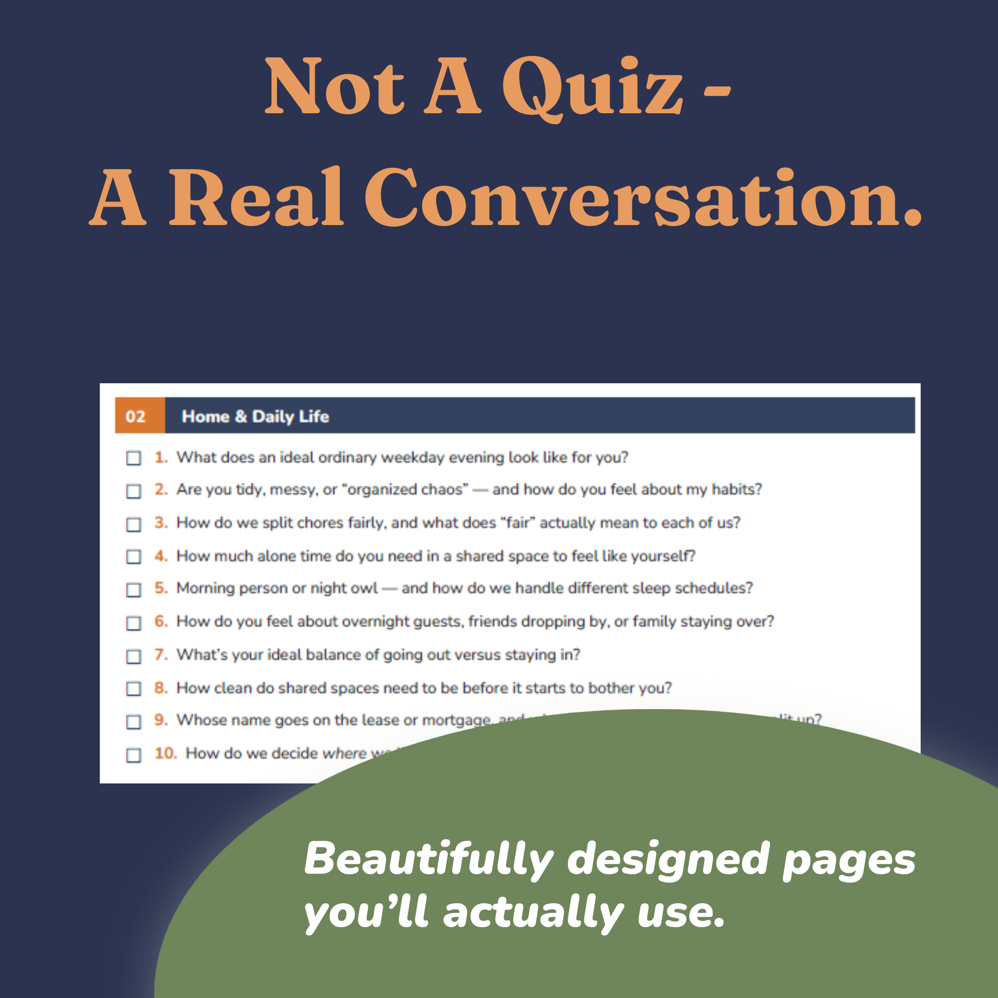 Sample page of questions to ask before moving in together
