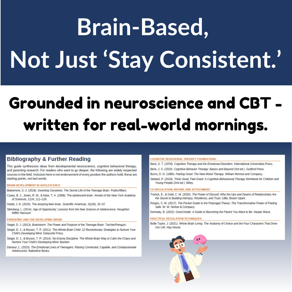 Comparison showing the guide is brain-based and CBT-informed, not generic parenting advice