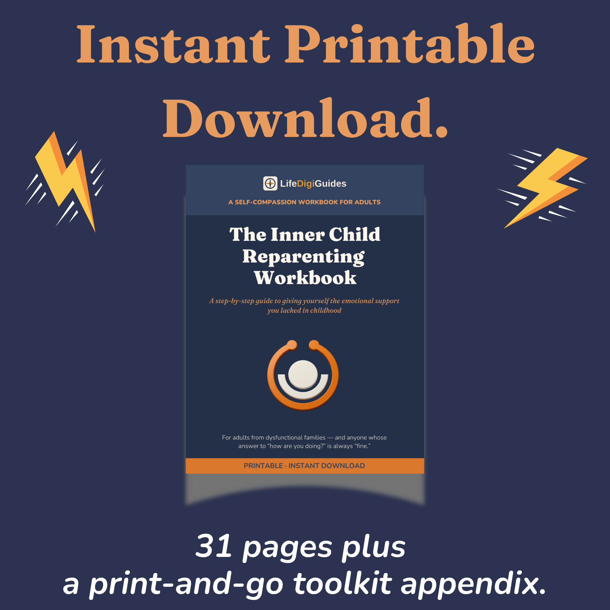 Instant printable PDF download format details for the reparenting workbook