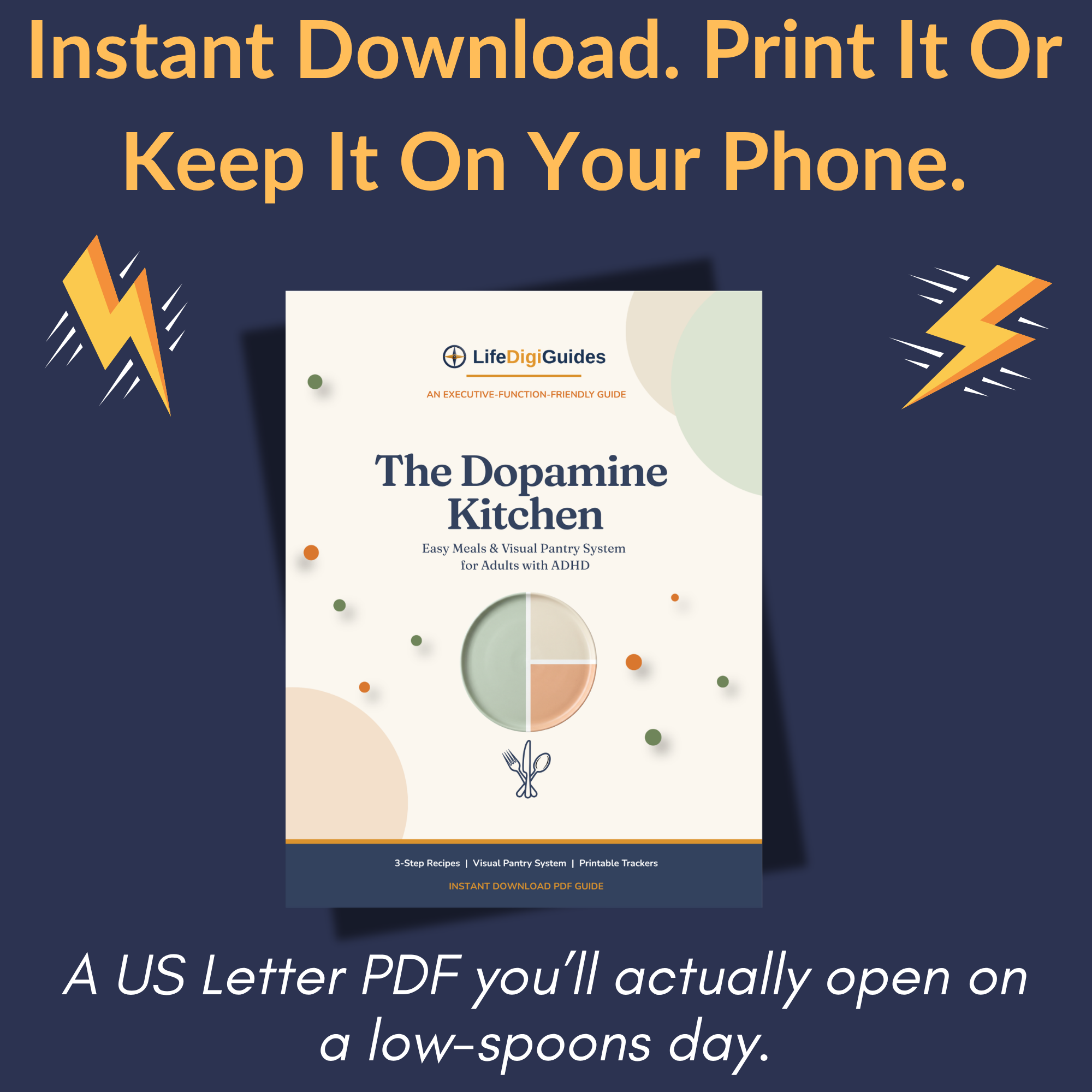 Instant-download US Letter PDF shown on a phone and as printed toolkit pages