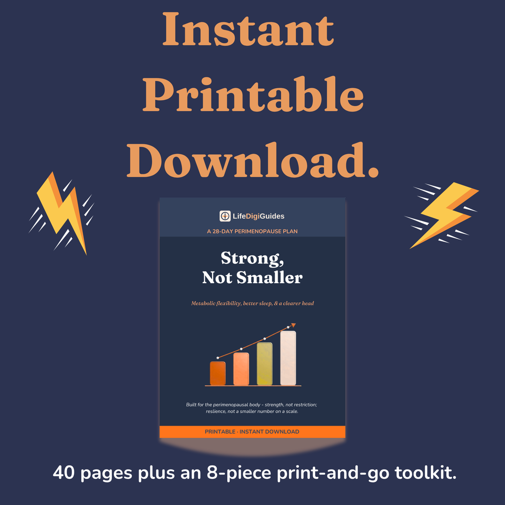 Instant printable PDF download format details for the perimenopause guide