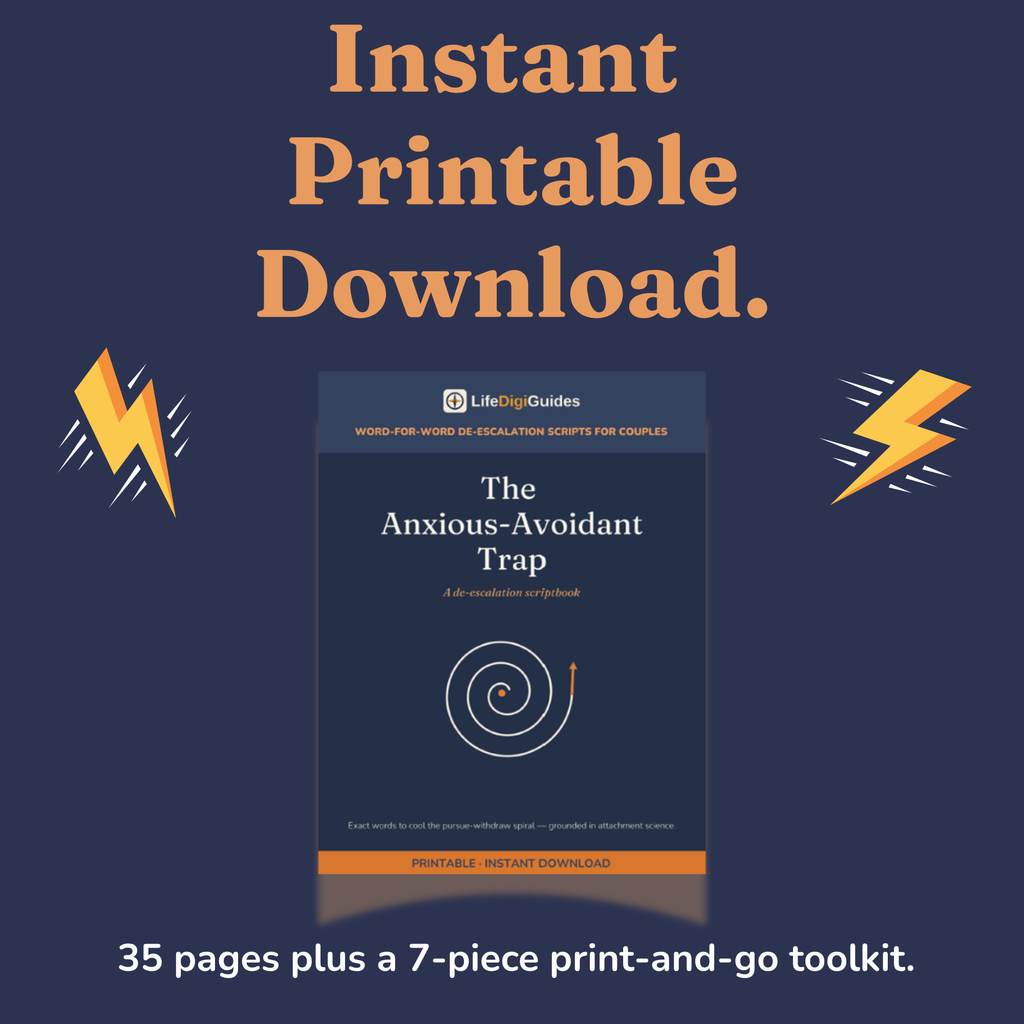 Instant printable PDF download details for the couples scriptbook