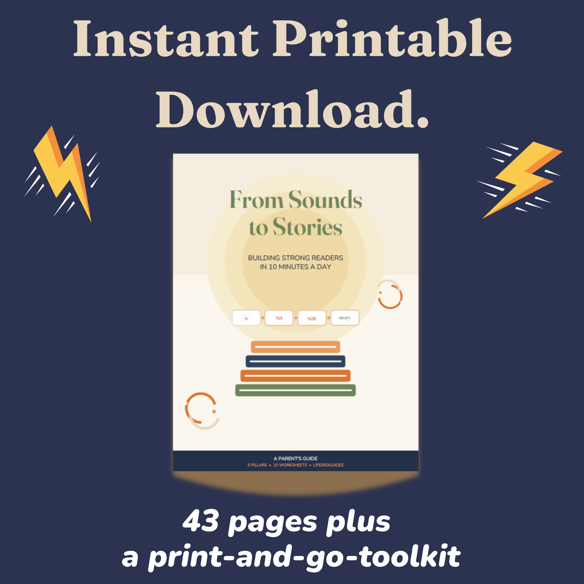 Instant printable PDF download format details for the reading guide