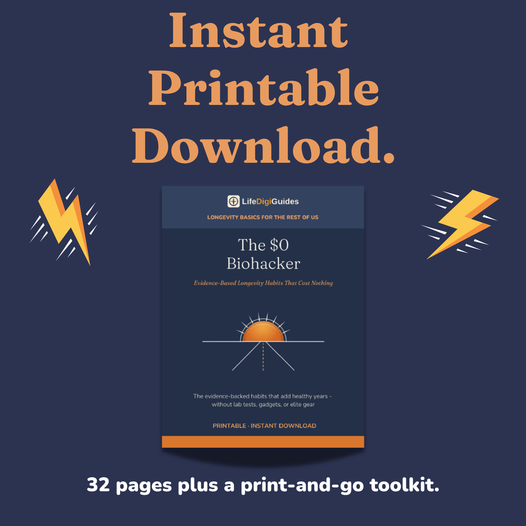 Instant printable PDF download details for the longevity guide