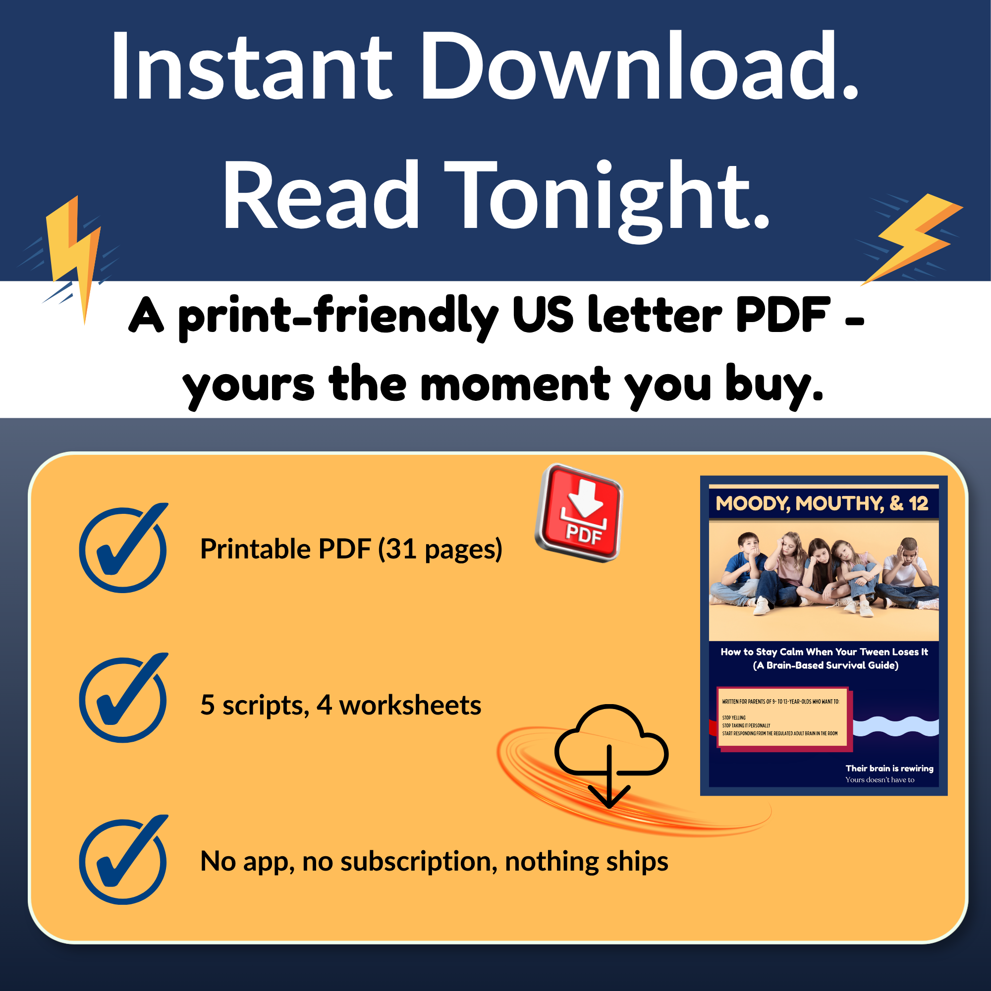 Instant download printable PDF format shown on a tablet and printed worksheet