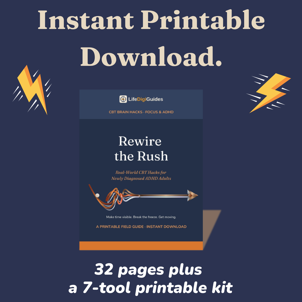 Instant printable PDF download format details for the ADHD guide