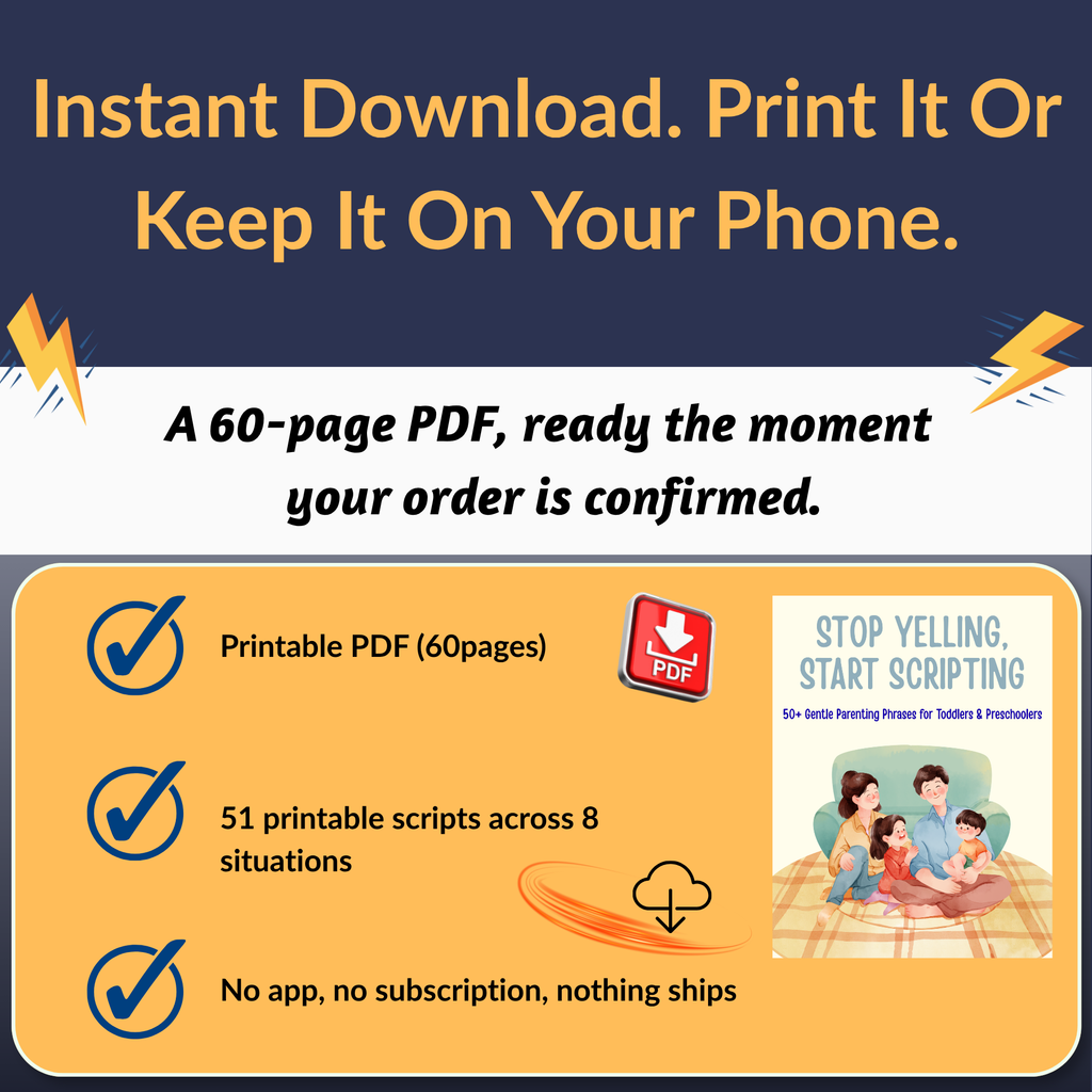 Stop Yelling, Start Scripting — 50+ Gentle Parenting Phrases for Toddlers & Preschoolers