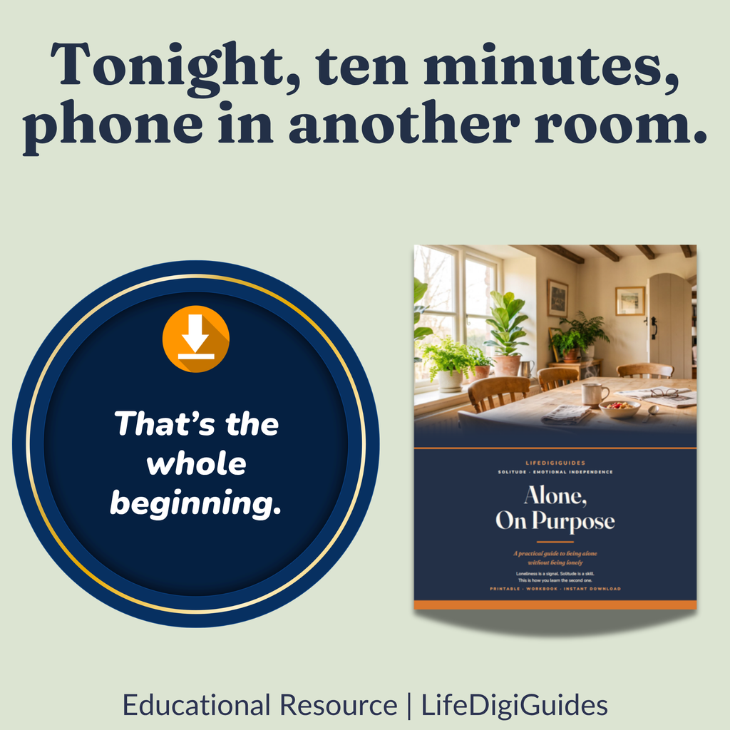 Alone On Purpose 43 page printable guide shown as an instant download