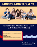 Moody Mouthy and 12 tween parenting guide cover with five preteens