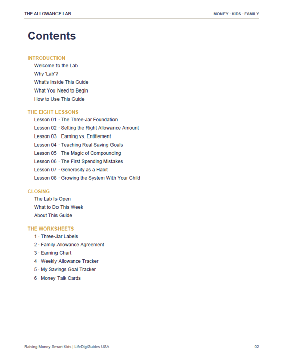 Give save spend allowance framework page for kids
